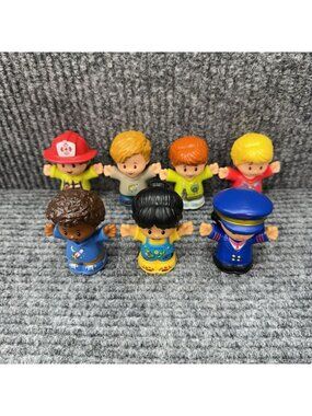 Little People Helpers Lot Of 7 Figures Piolet Fireman School Bus Driver Girl Boy